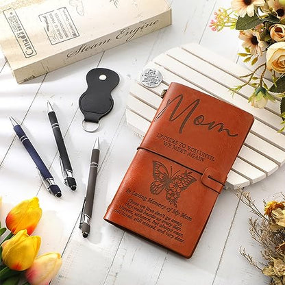 Fulmoon Memorial Gifts for Loss of Mom, Letters to Mom in Heaven Included 1 Grief Journal Travel Photo Diary Journal 1 Pocket Hug 1 PU Keychain 3 Ballpoint Pens Bereavement Gifts for Loss of Mother - style: Mom