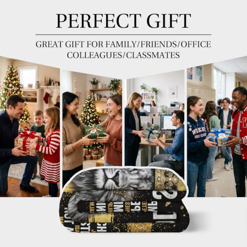 Jekeno Religious Lion Gifts Blanket Christian Verse Throw Blanket | 50x60 Inch Flannel Faith Bible Verse Pattern Blanket Gifts for Baptism Confirmation Christmas Birthday Women Men - color: Lion, size: 50x60 Inch