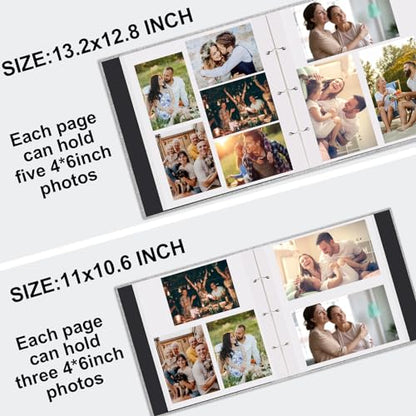 Zesthouse Photo Album Self Adhesive with Picture Display Window, 3-Ring Scrapbook Albums 60 Pages Holds 8x10 5x7 4x6 Photos, DIY Photo Book Ideal Gift for Family Wedding Baby - color: Grey, size: 11"x10.6"/White 60 Pages