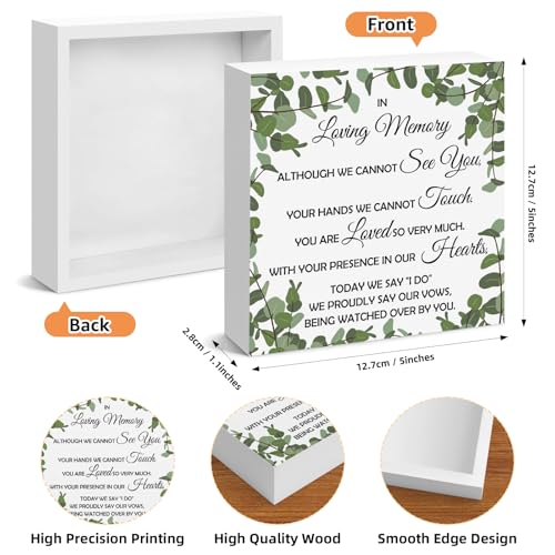 Wedding Memorial Sign Wooden Desk Decor Loving Memory Sign for Marriage Ceremony and Reception 5x5 Inch Wooden Plaque for Wedding Party Dinner Table Decoration