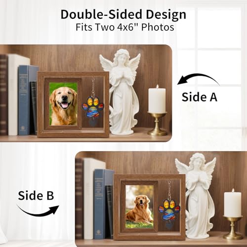 Dog Memorial Picture Frame, 4x6 Wooden Frame, Pet Loss Gift, Paw - color: Paw Shape