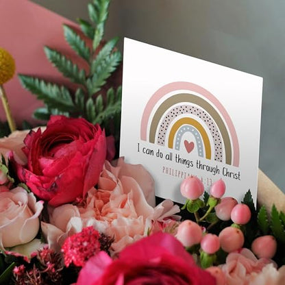 3dRose I Can Do All Things Through Christ Christian Bible Quote Boho Rainbow 1 Greeting Card with envelope - size: 5.5”