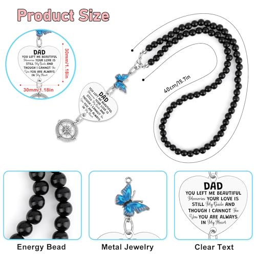 Heigebi Memorial Gifts for Loss of Dad Memorial Car Charm Mirror Hanging Accessories in Memory of Daddy Remembrance Keepsake for Daughter Son Loss of Father Sympathy Rearview Mirror Hanging Pendant