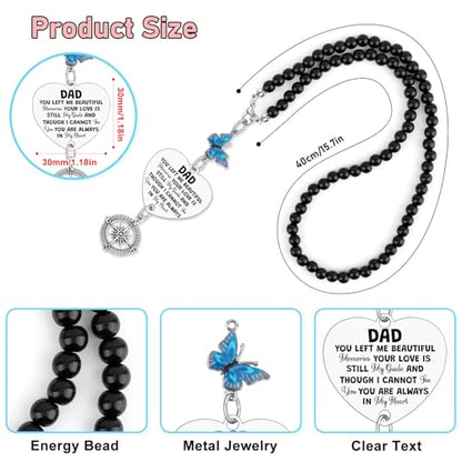 Heigebi Memorial Gifts for Loss of Dad Memorial Car Charm Mirror Hanging Accessories in Memory of Daddy Remembrance Keepsake for Daughter Son Loss of Father Sympathy Rearview Mirror Hanging Pendant