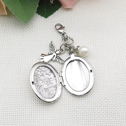 IDLAN Bouquet Locket Photo Charm Wedding Bouquet Memory Charm Memorial Bride Pendant Memorial Photo Keepsake - style: Angel