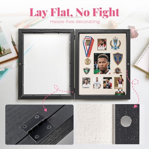 HOUSE DAY 11x14 Deep Shadow Box Frame with Linen Back, Pins, Black - color: Black, size: 11x14