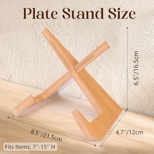 XKDOUS 2 Pack Plate Stand for Display Wood Picture Frame Cookbook Holders - color: Bamboo, size: 6.5'' 2 Pack