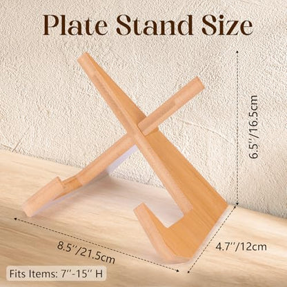 XKDOUS 2 Pack Plate Stand for Display Wood Picture Frame Cookbook Holders - color: Bamboo, size: 6.5'' 2 Pack