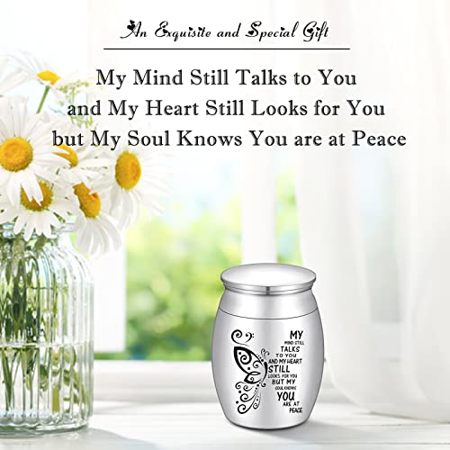 Personalized Small Keepsake Urn for Human Ashes Butterfly Mini Urn Stainless Steel Ashes Holder Small Ash Urn - size: 1.57Inch Text-Custom