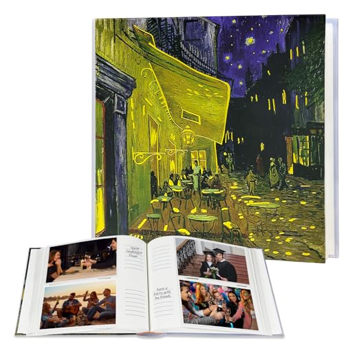 Van Gogh Café Terrace at Night Photo Album 4x6 with Writing Space 200 Pockets, Slow Living Memory Book for Art Lovers -Kuword - color: Gold