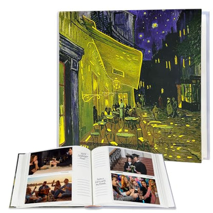 Van Gogh Café Terrace at Night Photo Album 4x6 with Writing Space 200 Pockets, Slow Living Memory Book for Art Lovers -Kuword - color: Gold