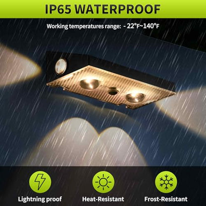 6 Pack 3-Way Solar Fence Lights Outdoor Warm White Cool White | 3-way Solar Deck Lights, Fence Light, 3CCT, IP65 Waterproof, for Outside Stairs Backyard