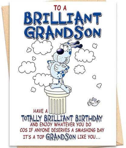 Grandson Birthday Card, Happy Birthday Card for Grandson - color: BK-126