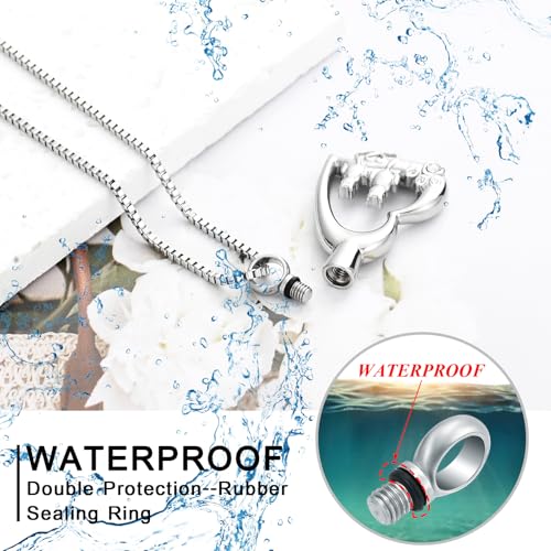 XSMZB Heart Paw Pet Cremation Jewelry for Ashes Cute Cat Memorial Urn Necklace for Women Men Pendant Ashes Holder Keepsake Jewelry - color: Silver