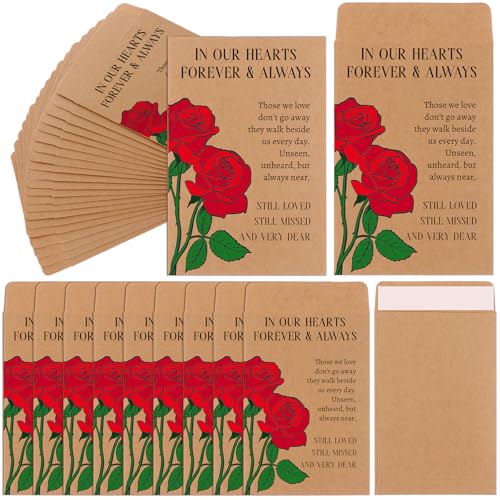 100 Funeral Favors for Celebration of Life Memorial Seed Packets Envelopes | Funeral Supplies for Guests Thank You Sympathy Gifts Loss of Loved One Memorial Rose Seed Packets Envelopes Gifts No Seeds