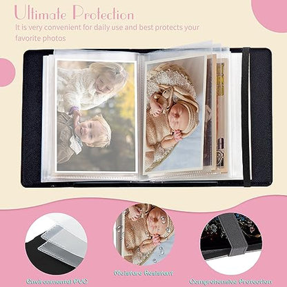 Photo Album 4x6 Photos - 60 Photos Capacity PU Leather Cover Photo Album with Strong Elastic Band, Portable Picture Album for Family Wedding Wedding Anniversary, Flower Skull Aesthetic - color: Flower Skull Aesthetic
