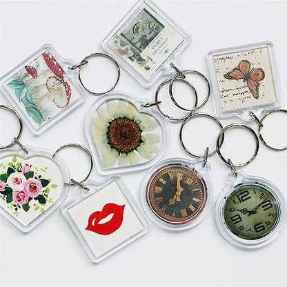 BetterJonny 20Pcs Acrylic Picture Keychain Blanks in Clear Acrylic Picture Frame Keyrings - color: Square