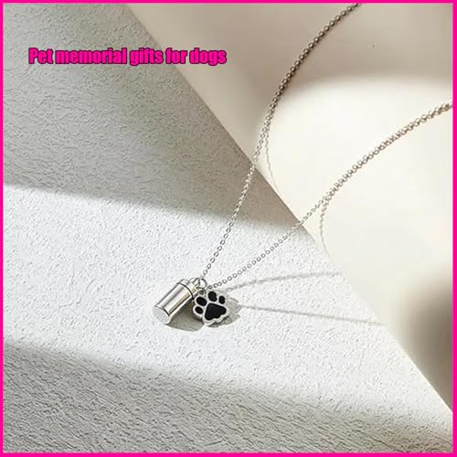 Pet Urn Necklace - Cylinder Paw Ash Locket for Dogs & Cats