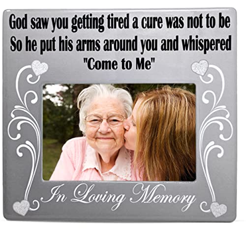 In Loving Memory Picture Frame for Loss of Loved One – Sympathy Memorial Photo Frame with “God Saw You Getting Tired” Verse – Bereavement Gift for Funeral, Remembrance, Grief Support – Holds 4x6 Photo