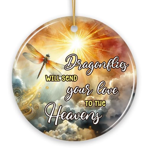 Dragonflies to The Heavens Quote Ornament, Heavenly Christmas Memorial Gift - color: Dragonflies to the Heavens Quote Ornament, Heavenly Christmas Memorial Gift