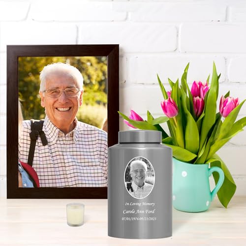 Custom Urns for Human Ashes Cremation Funeral Burial Urn for Male Female | Stainless steel, Customizable Photo Urn, Large Up to 220lbs, Decorative Urns with Picture, Urnas Para Cenizas Humanas Adultos - size: Custom Portrait Urn