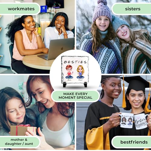Personalized Besties Rock Slate Frame - Custom Stone Plaque Picture Frame - Bestie Gifts - Best Friend Birthday Gifts for Women Soul Sisters & Friendship Day - Best Friend Picture Frame - color: Besties-Slate