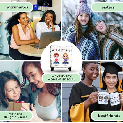 Personalized Besties Rock Slate Frame - Custom Stone Plaque Picture Frame - Bestie Gifts - Best Friend Birthday Gifts for Women Soul Sisters & Friendship Day - Best Friend Picture Frame - color: Besties-Slate