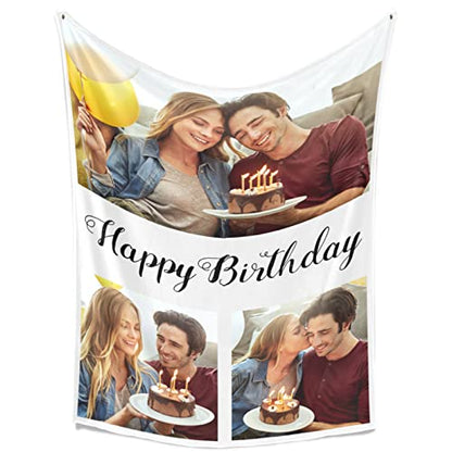 Printwoo Custom Blanket with Photos, Personalized Photo Blankets Using My Own Photos, Customized Blankets with Pictures, Personalized Gifts for Birthday, Anniversary - color: 3 Photos