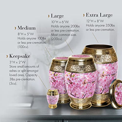 Cherry Blossom Keepsake Urns for Human Ashes with Velvet Gift Box for Cremation Keepsakes for Ashes - Small Cremation Urn and Small Keepsake Urn Set of 4 - color: Cherry Blossom