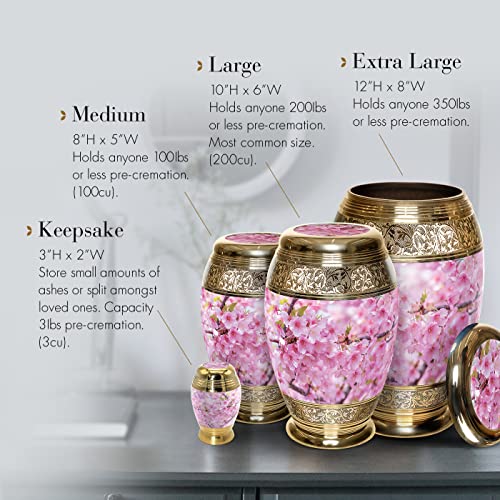 Cherry Blossom Keepsake Urns for Human Ashes with Velvet Gift Box for Cremation Keepsakes for Ashes - Small Cremation Urn and Small Keepsake Urn Set of 4 - color: Cherry Blossom