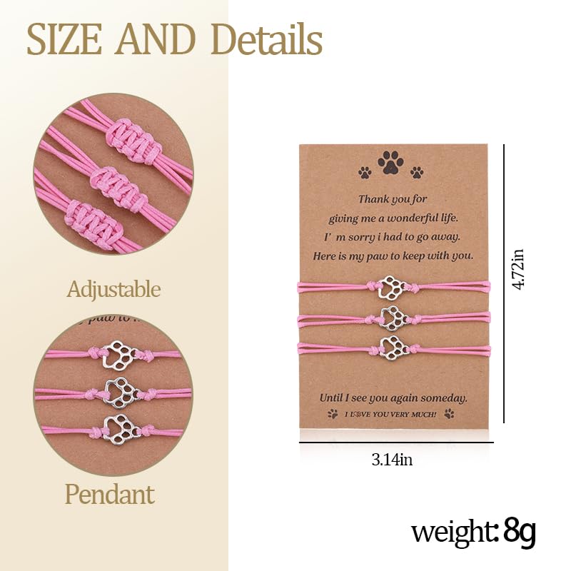 Pet Memorial Gifts Bracelets for Loss of Dog Cat Symapthy Gift for Dog Cat Lovers Passing Away Gifts Paw Print Bracelet - color: Pink