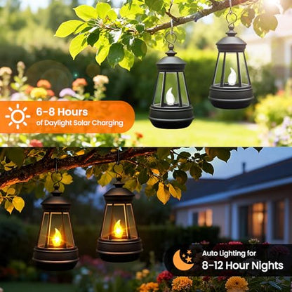 2 Pack Small Solar Lanterns Outdoor Waterproof