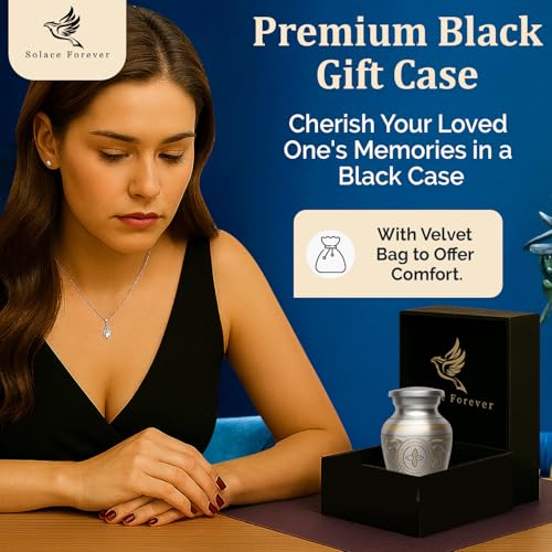 Small Urns for Human Ashes – Brass Hand-Engraved Funeral Keepsake with Elegant Silver Finish – Mini Cremation Memorial for Mom, Dad & Loved Ones - color: Silver