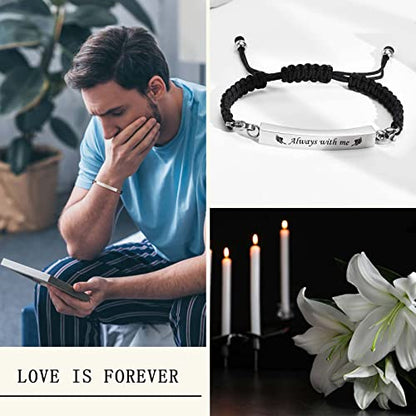 MPRAINBOW Adjustable Cremation Memorial Urn Bracelet, Stainless Steel Cremation Manmade Braided Urn Bracelet Keepsake Urn Bracelet for Ashes with Fill Kit - color: Style H -Silver