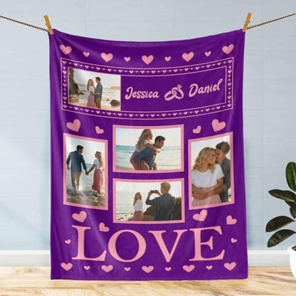 D-Story Custom Blanket with Picture Couples Gifts Valentines Day Gifts for Her Him Personalized Photo Blanket Customizable I Love You Gifts for Girlfriend Boyfriend Wife Husband Love - color: Love
