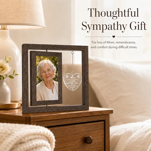 Memorial Gifts for Loss of Mom, Sympathy Gift for Loss of Mother Picture Frame, In Memory of Mom Bereavement Remembrance Funeral Condolence Gift, Rotating Mother Memorial Frame Display Two 4x6 Photos - size: Mom