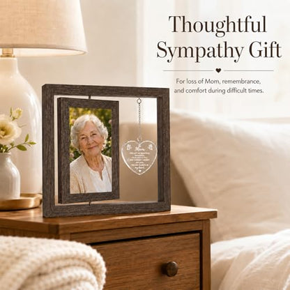 Memorial Gifts for Loss of Mom, Sympathy Gift for Loss of Mother Picture Frame, In Memory of Mom Bereavement Remembrance Funeral Condolence Gift, Rotating Mother Memorial Frame Display Two 4x6 Photos - size: Mom