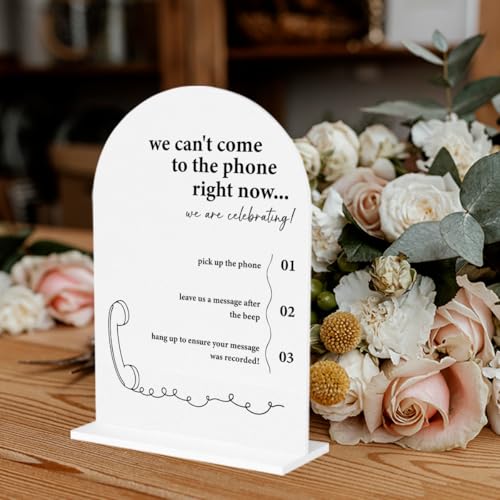 Audio Guestbook Sign Photo Guestbook Sign for Wedding Engagement Bridal Shower Party Acrylic sign for Table Desk - color: come to the phone