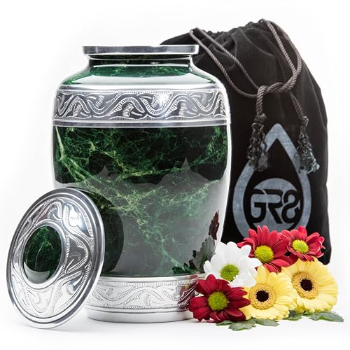 GR8 Keepsakes Green Marble-Finish Cremation Urn for Human Ashes Adult - color: Green