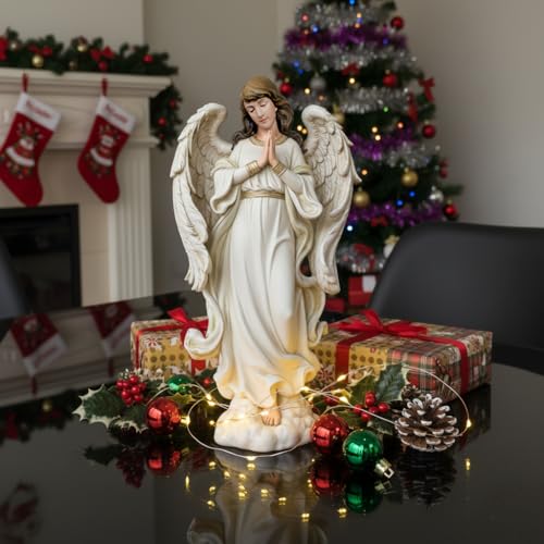 Guardian Angel Statue Indoor, 14 Inches Praying Angel Sculpture for Home Décor, Healing Angel Gifts for Women, Christmas, Thanksgiving or Housewarming