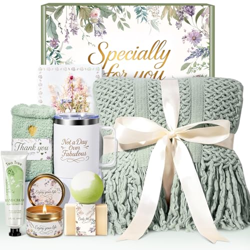 Birthday Gifts for Women, Self Care Gift Basket for Women, Thinking of You & Get Well Soon Gifts, Relaxing Spa Care Package for Mom, Sister, Best Friend, Her - color: Sage Green