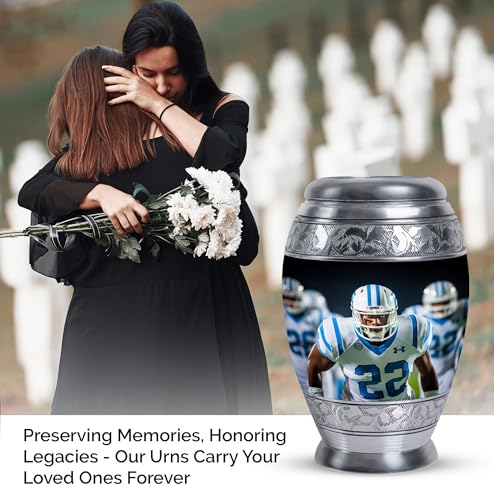 Football Player Urn for Ashes - Blue Sports Urns - Large Urns for Human Ashes Adult Man - Funeral Companion Urn for Adult Male 10 Inch | Blue Funeral Companion Urn for Adult Male, Cremation Urns 200 Cubic Inches
