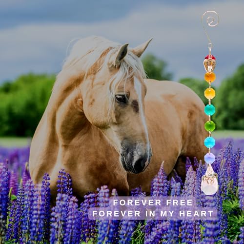 Pet Perennials Horse Suncatcher – Crystal Rainbow Prism with Angel Wings & Charm – Horse Loss Gifts for Window Display – Memorial Ornament for Equine Remembrance & Sympathy