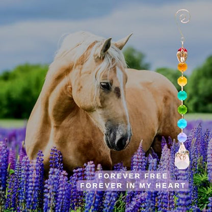 Pet Perennials Horse Suncatcher – Crystal Rainbow Prism with Angel Wings & Charm – Horse Loss Gifts for Window Display – Memorial Ornament for Equine Remembrance & Sympathy