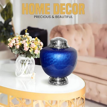 Cremation Urns for Human Ashes Adult for Funeral, Burial, Home, Cremation Urns for Human Ashes (Blue Self)