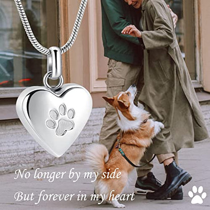 zeqingjw Pet Cremation Jewelry for Ashes Pendant Paw Print Pet Heart Urn Necklace Memorial Keepsake Jewelry for Pet/Dog's/Cat's Ashes - color: Heart-Silver