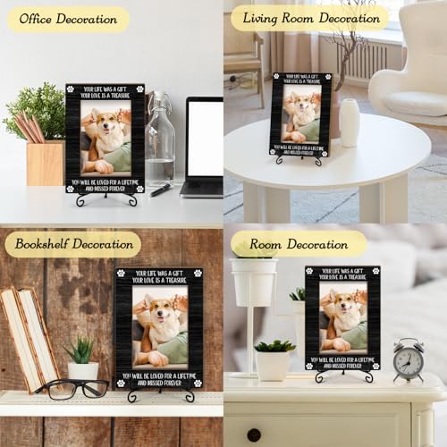 Dog Memorial Picture Frame Pet Memorial Frame, 4x6 Wooden Frame with Stand, Sympathy Gifts Pet Memorial Gifts For Loss Of Pet, Home Office Desk Shelf Decorations -50 - style: Pet Memorial