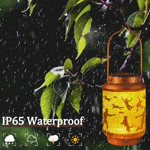 Solar Lanterns Outdoor Waterproof Gifts for Women Grandma Gifts | HanGing Solar Lantern for Mom Christmas Garden Decor Solar Hanging Lantern Metal for Patio Yard Festival Pathway Landscape - style: Round Deer