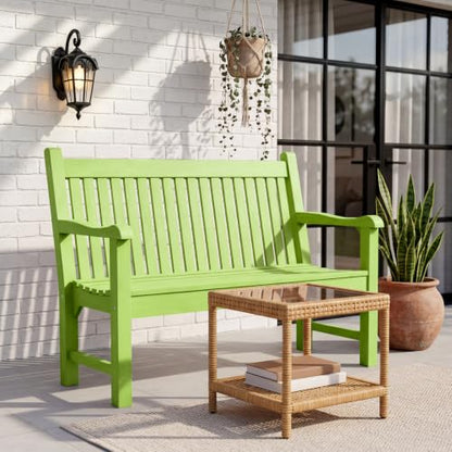 2-Person Outdoor Bench with 700 Lbs Weight Capacity, Dark Green | Poly Lumber Weatherproof Garden Bench Seating for Porch, Balcony and Park, All-Weather Patio Bench Furniture - color: Dark Green