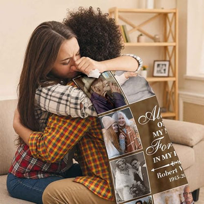 Personalized Memorial Picture Blanket Custom Hug from Heaven Sympathy Gift | HD Printing Flannel Throw Blanket for Grief and Remembrance Loss of Mother Father - color: Design 12